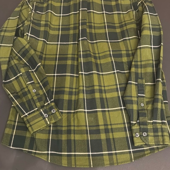Eddie Bauer Green Plaid Flannel Button Shirt M - Picture 7 of 17